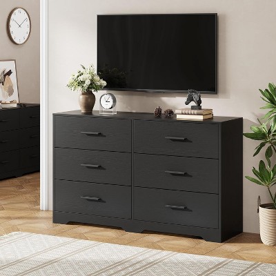 Dresser for Bedroom with 6 Drawers, Modern Closet Dressers Chest of Drawers with Metal Handle, Wooden Dresser Organizer