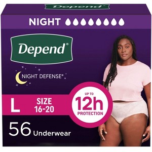 Depend Night Defense Adult Incontinence Underwear for Women - Overnight Absorbency - Blush - 1 of 4