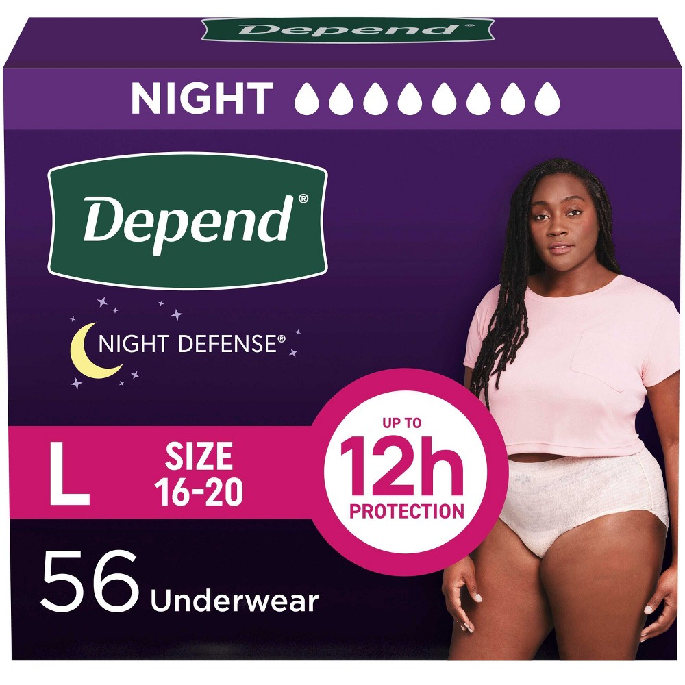 Depend Night Defense Women's Night Incontinence Underwear - L - 56ct