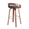 30" Bar Height Sonia Barstool Walnut/Gray - Armen Living: Swivel, Footrest, Faux Leather - 3 of 4