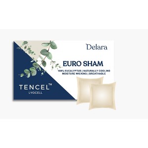 Delara 100% Eucalyptus Lyocell Tencel Euro Sham Pack of 2 (26" X26), Natural Cooling, Soft, Silky, Temperature Balancing, Smooth & Breathable - 1 of 4