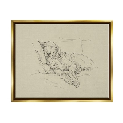 Stupell Resting Labrador Dog Pencil Sketch Framed Canvas