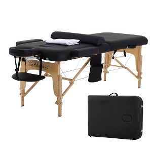 FDW Massage Table Massage Bed SPA Bed 2 Fold Massage Table Heigh Adjustable 73’’ Long PU Portable Salon Bed W/Half Bolsters Sheets Carry Case - 1 of 4