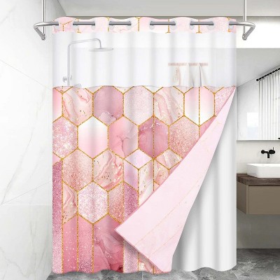 LunaLulinlk Hookless Shower Curtain with Snap in Liner