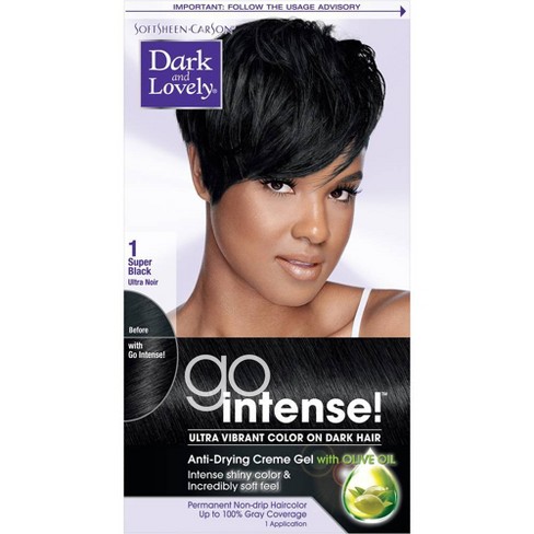 Dark And Lovely Go Intense Ultra Vibrant Permanent Hair Color 8 Fl Oz 1 Super Black Target