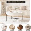 Round Coffee Table with Storage with Drawers Farmhouse Circle Table, Easy to Assemble Wood Accent Center Table Natural Living Room Tables - 3 of 4