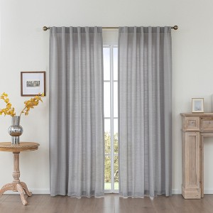 Awesome Home  Cotton Blend Light Filtering Back Tab Curtains (2 Panels) - 1 of 4