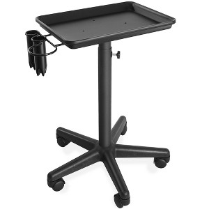 Saloniture Premium Aluminum Instrument Tray -  Hair Stylist Trolley with Accessory Caddy - Black - 1 of 4