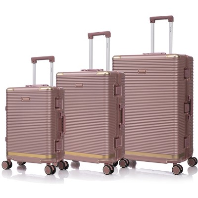 Coolife Luggage set PC+aluminum 20/24/28 inch three models set, stylish aluminum frame password lock luggage
