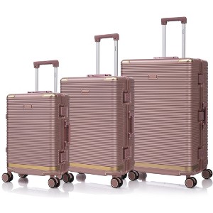 Coolife Luggage set PC+aluminum 20/24/28 inch three models set, stylish aluminum frame password lock luggage - 1 of 4
