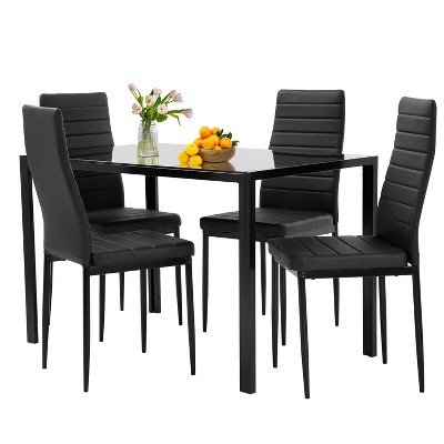FDW Dining Table Set Glass for Small Spaces Kitchen Table and Chairs for 4 Table with Chairs Home Furniture Rectangular Modern