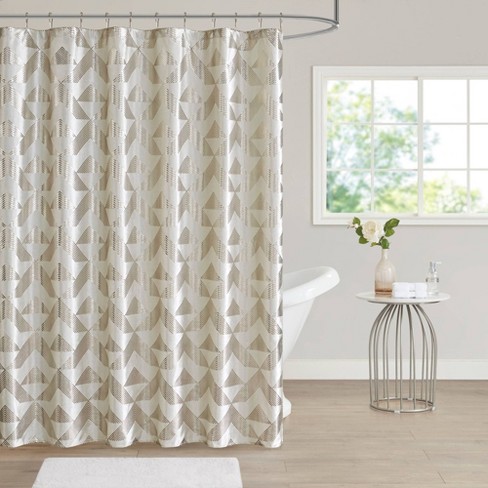 Joline Metallic Printed Velvet Shower Curtain Ivory Target