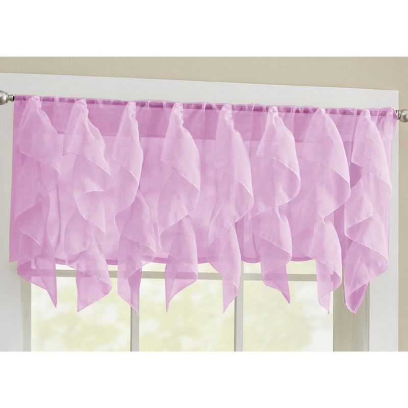 Sweet Home Collection | Sheer Voile Vertical Ruffle Window Kitchen Curtain, 3 of 4