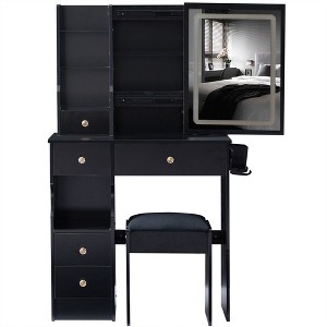 CAVINAS Vanity Desk with Extra Large Right Sliding Mirror Aesthetic Room Decor Large Storage Dressing Table with Mirror for Bedroom - 1 of 4