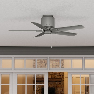 Hunter 44" Terrace Cove Ceiling Fan Matte Silver Finish - 5 Blades, Damp Rated, Pull Chain Control, Modern Outdoor Design