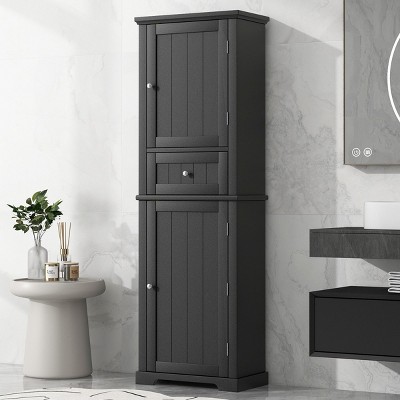 67 Inch Tall Bathroom Storage Cabinet, Bathroom Cabinets With Drawer And Adjustable Shelf, Bathroom Cabinets Modern-Cuddlewood