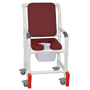 MJM International Corporation Shower Chair 18 In Width 3 In Total Locking Casters Brown Seat Cushion Paddad Back 10 Qt Slide Mode Pail 300 Lb Wt - 1 of 1