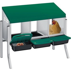3/ 4 Hole Metal Chicken Nesting Box with Removable Roll-Out Tray Easy Egg Collection & Clean Galvanized Steel Laying Box, for Backyard Coop Orange - 1 of 4