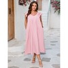 Plus Size Ruffle Sleeve Pleated Babydoll Short Sleeve Summer Dress with Belt - 3 of 3