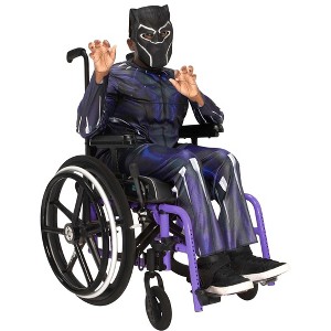 HalloweenCostumes.com Medium   Adaptive Black Panther Kid's Costume | Marvel Costumes, Gray/Purple/Gray - 1 of 4