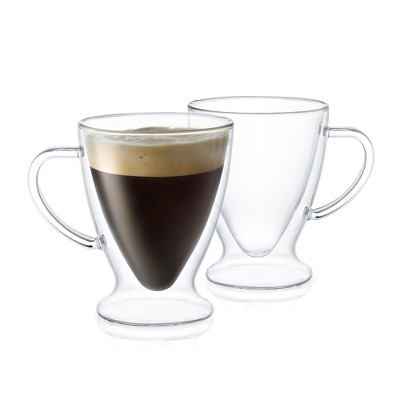JoyJolt Declan Irish Double Wall Insulated Glass Espresso Mugs - Set of 2 -5-Ounces.
