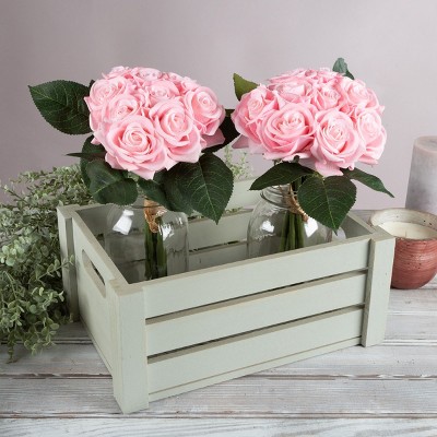 Pure Garden 18Pc Real Touch Rose Artificial Flowers with Stems