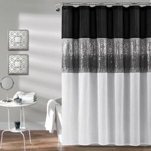 Night Sky Shower Curtain Black/White - Lush Decor