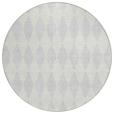 Silver And Ivory Geometric Washable Indoor Outdoor Area Rug