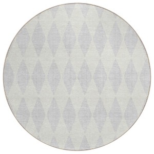 Silver And Ivory Geometric Washable Indoor Outdoor Area Rug - 1 of 4
