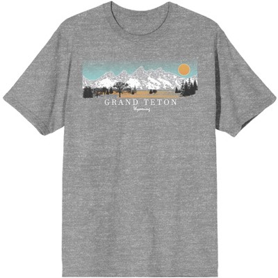 Adventure Society Grand Teton Wyoming Men’s Heather Gray T-Shirt-Small