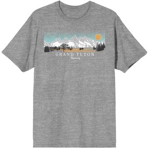 Adventure Society Grand Teton Wyoming Men's Heather Gray T-Shirt - 1 of 3