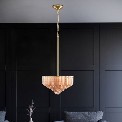 CityFurn 6-Light Modern Tiered Chandelier with Glass Shades