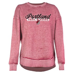 NBA Portland Trail Blazers Women's Burnout Crew Neck Fleece Sweatshirt - 1 of 4