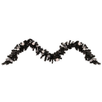 Northlight 9' x 6" Pre-Lit Decorated Black Pine Artificial Christmas Garland, Cool White LED Lights