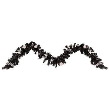 Northlight Pre-Lit Battery Operated Black Pine Artificial Christmas Garland - 9' x 6" -  Cool White LED Lights