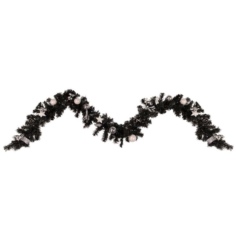 Northlight Pre-Lit Battery Operated Black Pine Artificial Christmas Garland - 9' x 6" -  Cool White LED Lights, 1 of 5
