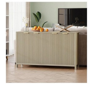 55" Fluted Buffet Cabinet, Durable Modern Credenza with 4 Doors & Adjustable Shelves, Large Sideboard, Kitchen Console Table with Storage - 1 of 4