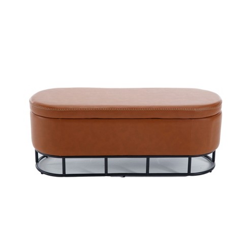 NicBex Storage Ottoman Bench for Bedroom,Oval Storage Bench with Metal Legs,Ottoman for Living Room, Bedroom, Entryway - image 1 of 4