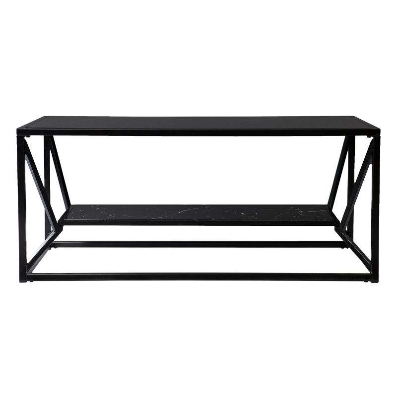 Finsfil Glass-Top Cocktail with Storage Black - Aiden Lane, 3 of 12