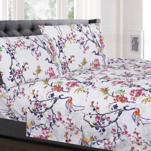 Sweet Home Collection  Bed Sheets Set – Soft 1800 Supreme Brushed  Microfiber Sheets With Unique Print, Twin, Aqualina : Target