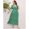 Women's Plus Size V-Neck Maxi Dress: Flowy Boho Elegance for Vacations & Garden Soirees Dress - 4 of 4
