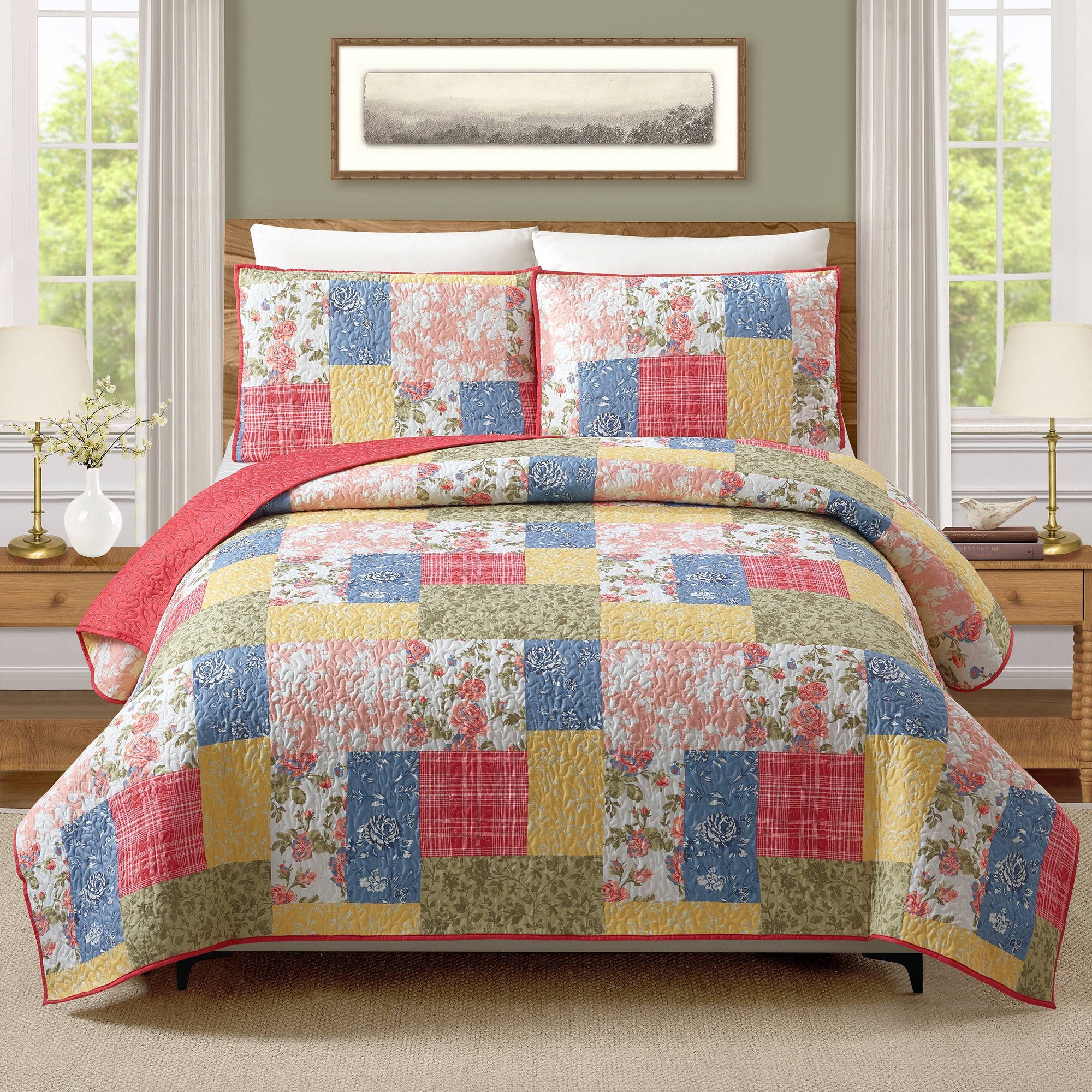 Modern Heirloom Twin Farmhouse Floral Quilts