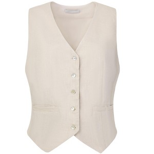 INSPIRE CHIC Women's Linen Sleeveless Button Down V Neck Waistcoat Vest - 1 of 4