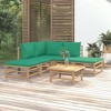 vidaXL 6-Piece Bamboo Lounge Set with Green Cushions- Durable and Versatile Outdoor Patio Furniture Set with Comfortable Cushions and Practical Table - 2 of 4