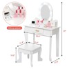 Vanity with Lighted Mirror, Makeup Table and Chair Set, Kids Play Vanity Desk, Pretend Makeup Playset for Girls - 2 of 4