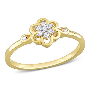 EVERLY JEWELRY | Yellow Plated Sterling Silver 1/10 CT TW Diamond Fashion Ring - 1 of 4