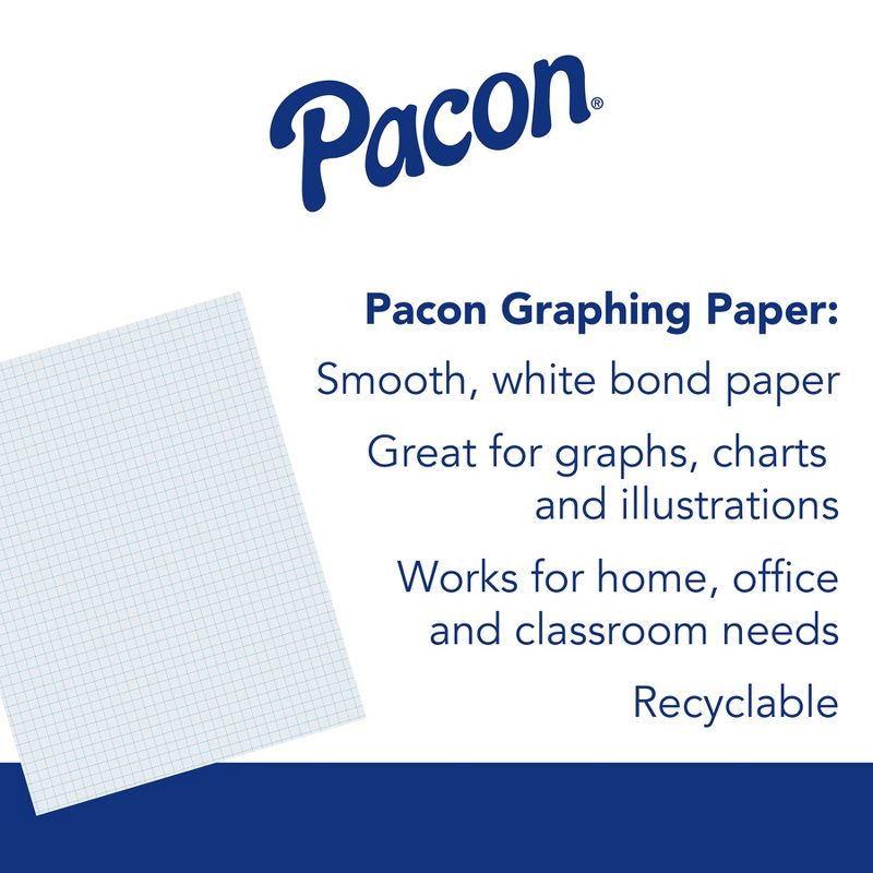 Pacon® Graphing Paper, White, 3-Hole Punched, 1/4" Quadrille Ruled, 8" x 10-1/2", 80 Sheets Per Pack, 6 Packs, 3 of 5