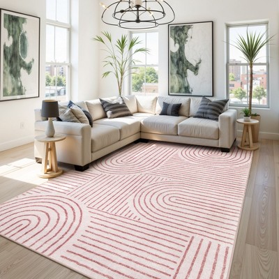 Lahome Abstract Washable Rugs Non Slip Soft Living Room Rugs Ultra-Thin Rainbow Bedroom Rug Non Skid Rug Backing Accent Carpet for Room Office