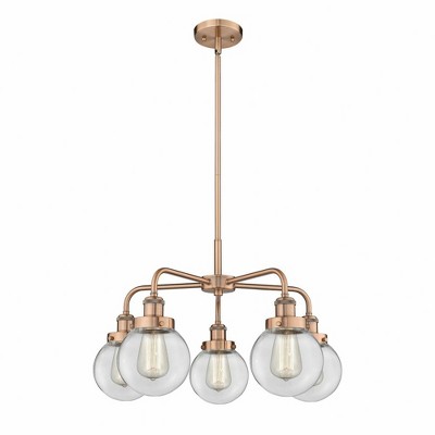 Beacon - 5 Light Stem Hung Chandelier In Art Deco Style-15.13 Inches Tall and 24 Inches Wide