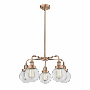 Beacon - 5 Light Stem Hung Chandelier In Art Deco Style-15.13 Inches Tall and 24 Inches Wide - 1 of 1
